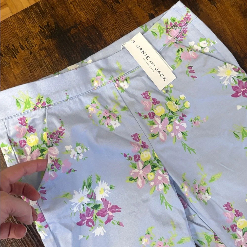 Janie and Jack Floral Pants Girls Size 12 NWT Adjustable Waist Spring Easter